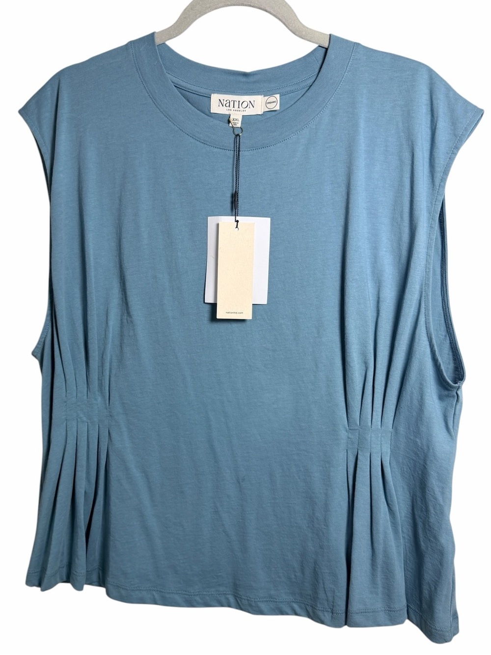 Nation LTD Pleated Side-Panel Top in Dusty Blue XXL NWT